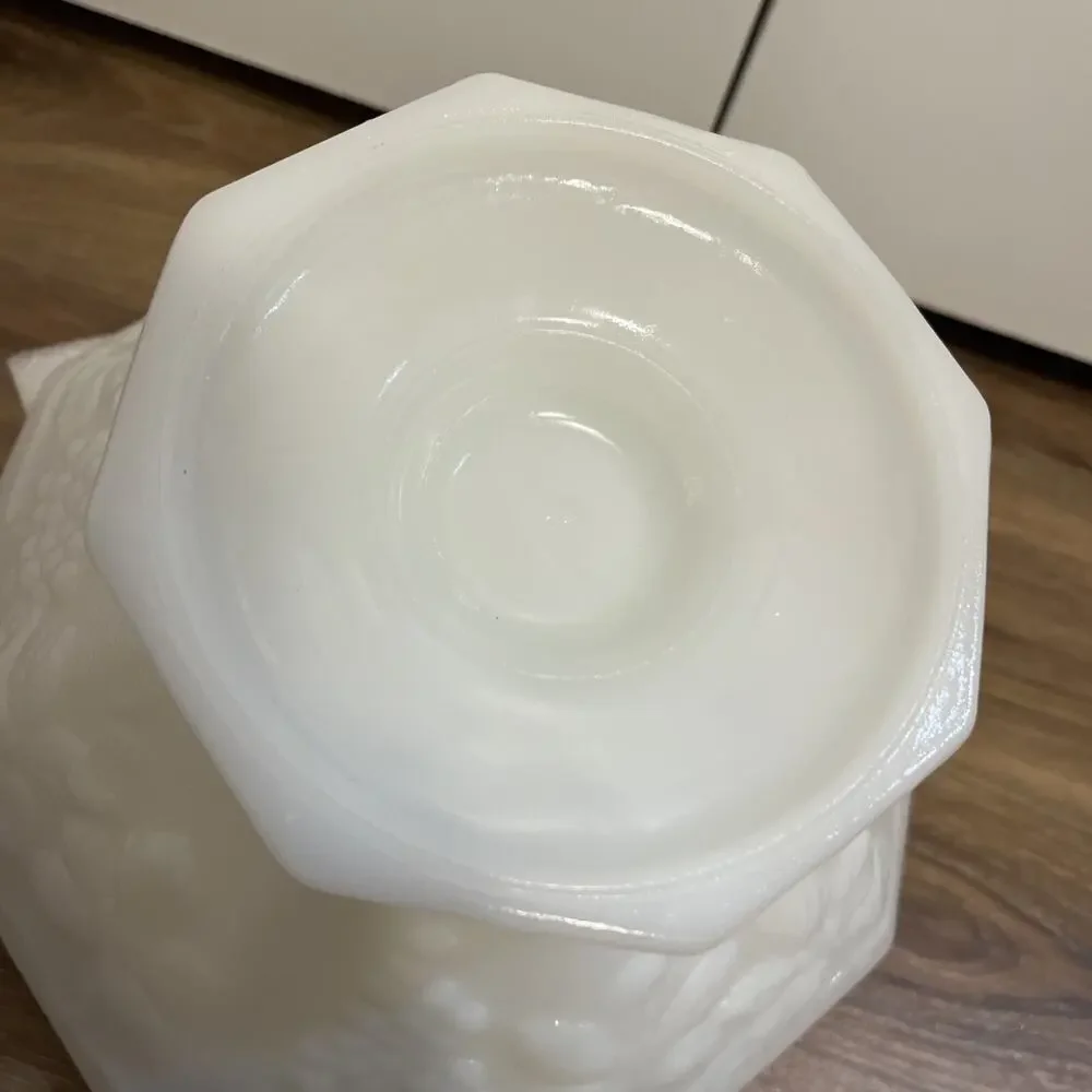 Vintage Anchor Hocking Milk Glass Large Footed Serving Bowl mid century  1950s